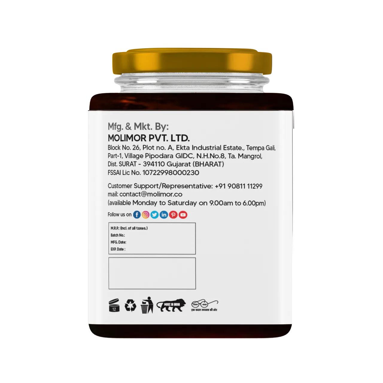 Molimor Black Forest dark Honey Back 250gm