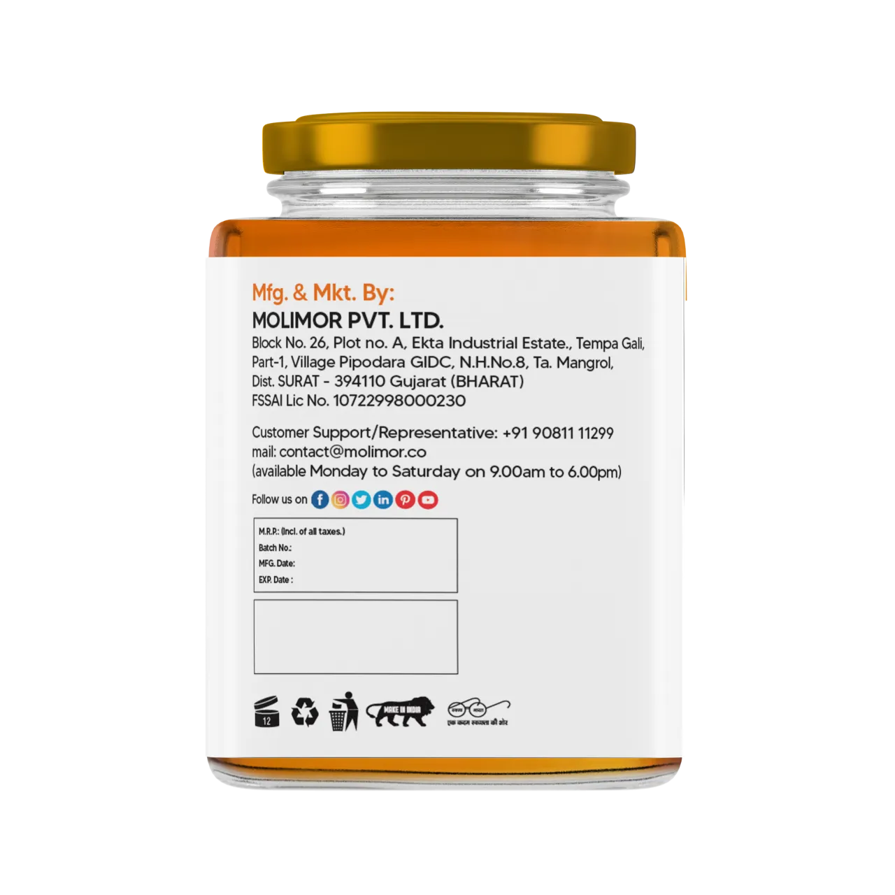 Molimor Organic honey 250gm