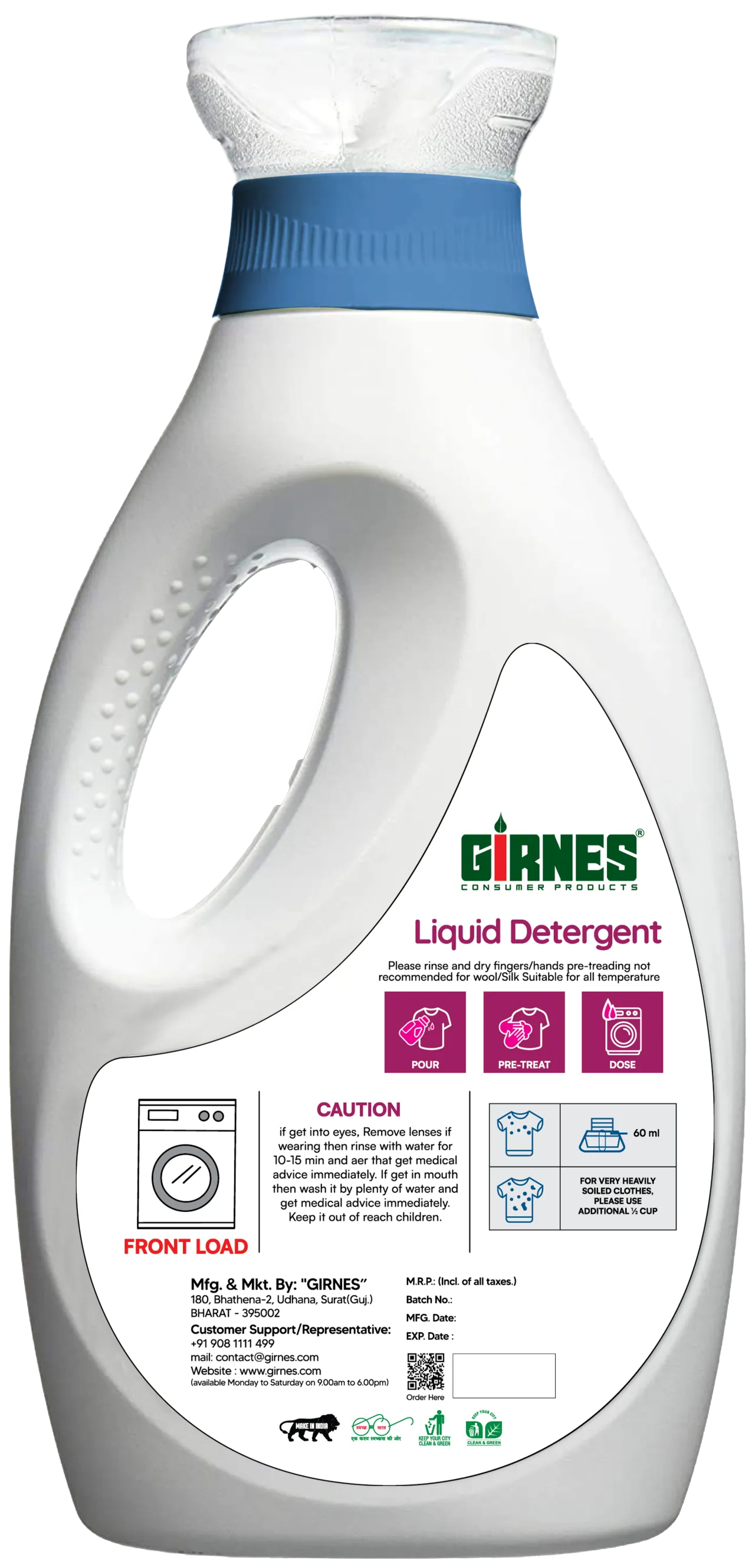 Girnes Premium Liquid Detergent (Front Load) 1Ltr