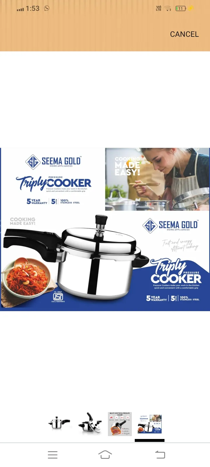 3 ltr Triply outer cooker
