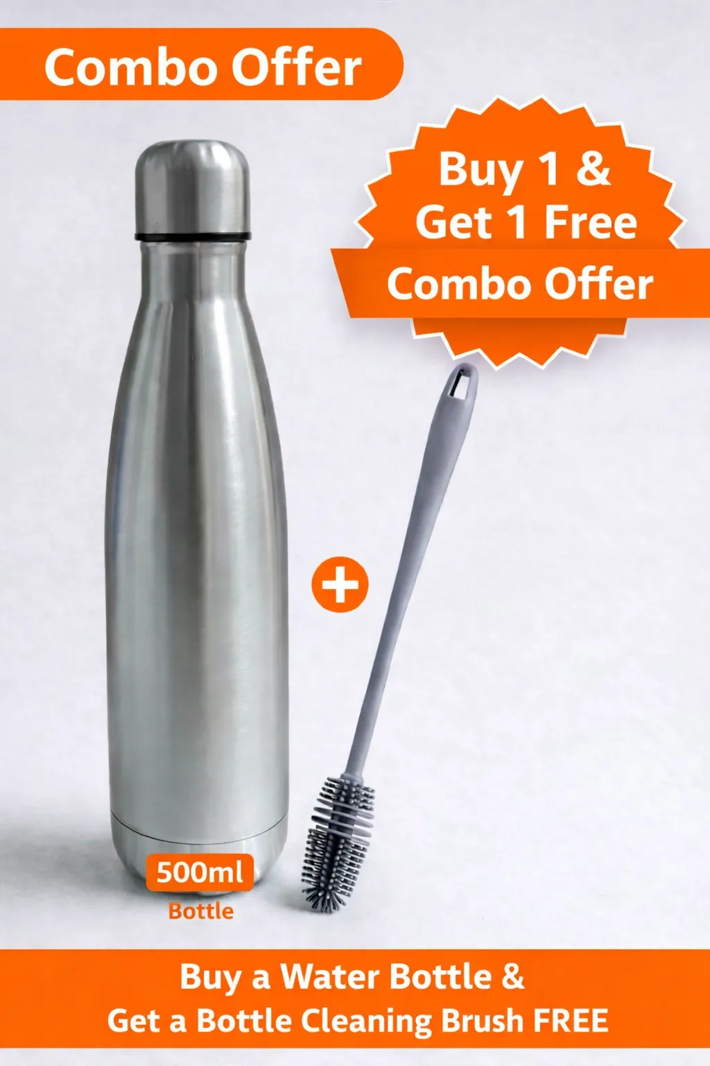 Double wall bottle Hot & Cold -500 ml & bottle brush