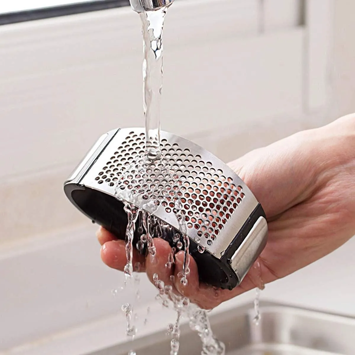 Steel Garlic Press with handle