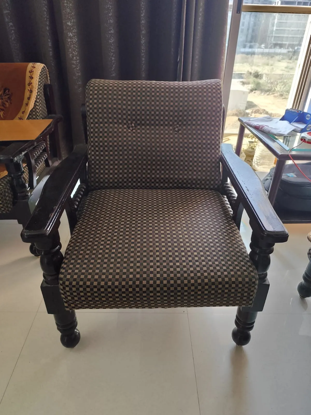 Teak(sag) wood sofa , Dinning table with 6 chair
