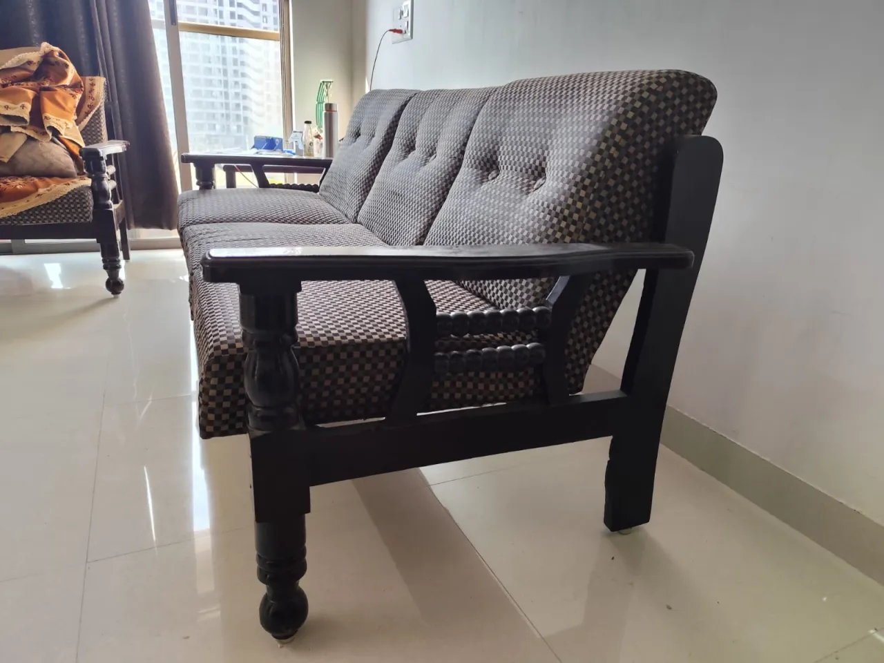Teak(sag) wood sofa , Dinning table with 6 chair