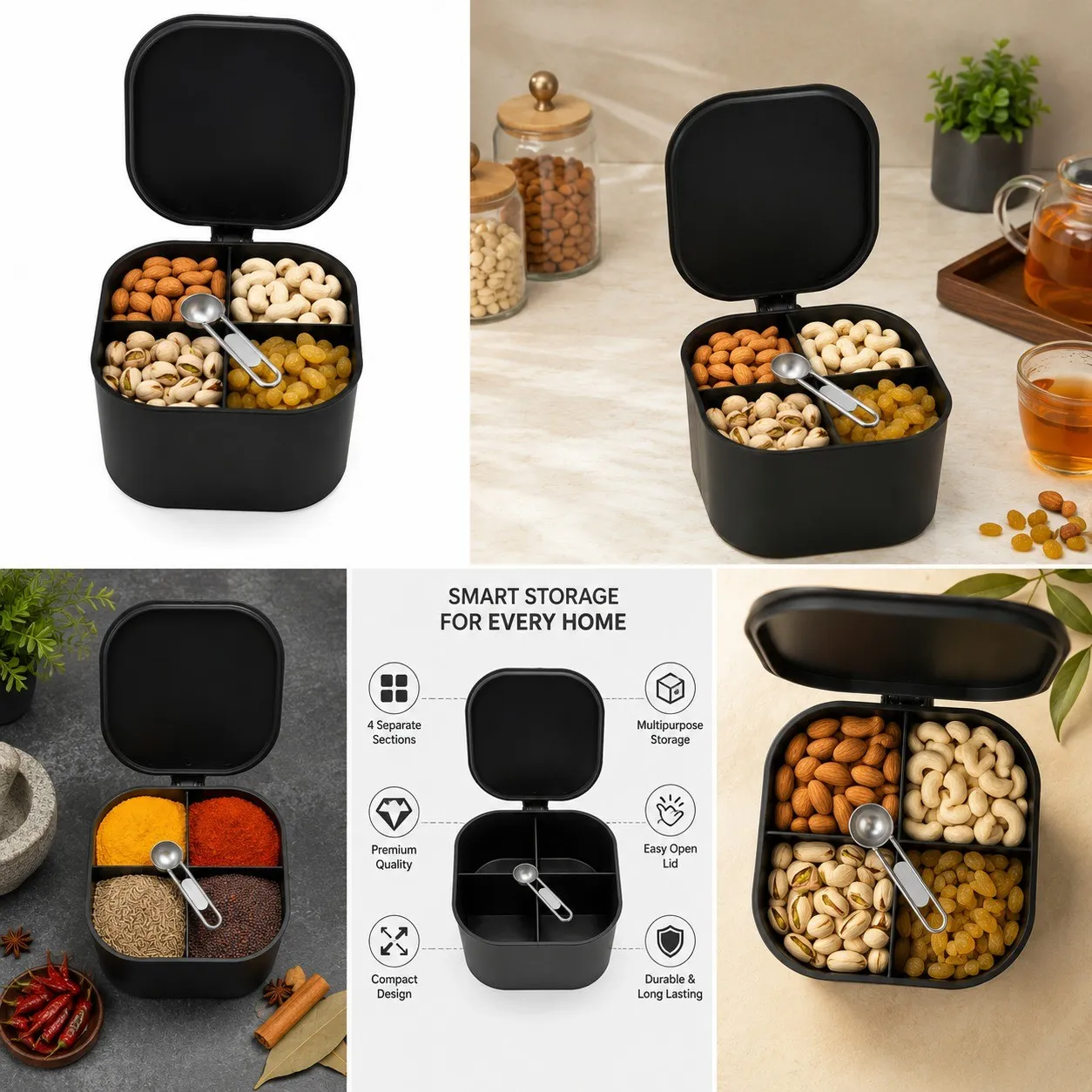 Dry Fruit container with 4 compartment