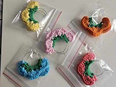 Custom Crochet Blossom Hoops (Set of 5 Festive Colors)