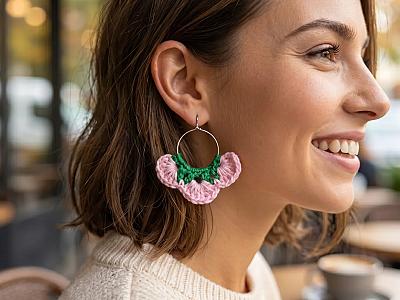 Premium Handmade Crochet Blossom Hoops (Vibrant Festive Combo - Pack of 5)