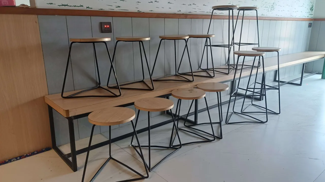 2 Square-4 Round tables + 12 Stool and 1 Bench Best for Restaurant and cafes