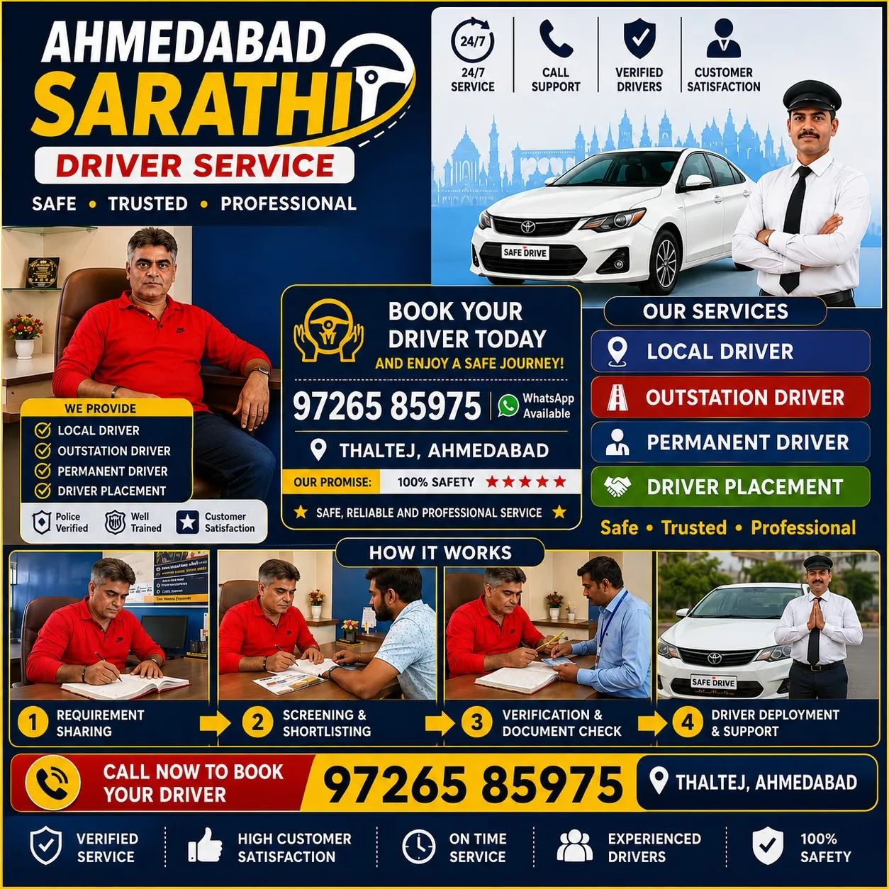 Ahmedabad sarthi driver service | Verified Car Driver Service in Ahmedabad