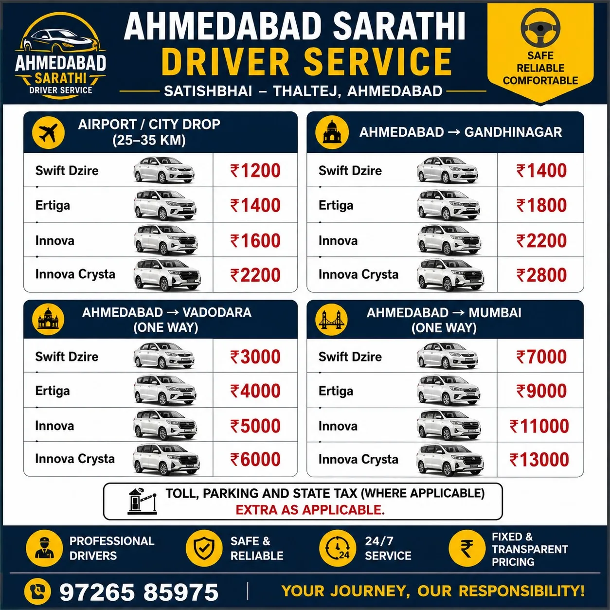 Driver on Hire in Ahmedabad | Ahmedabad sarthi driver service