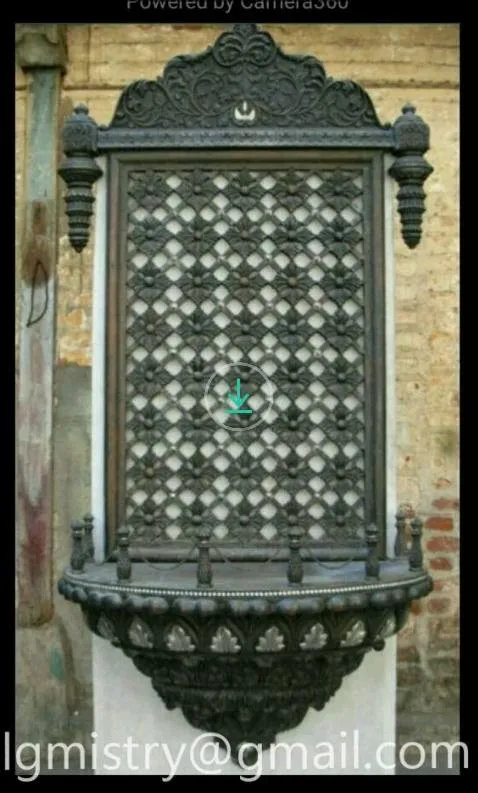 wooden Carved and white metal inlaid jharokha
