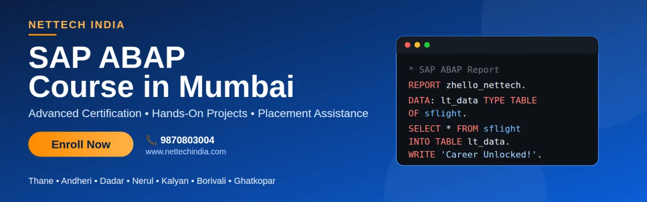 Learn SAP ABAP Course in Mumbai | Get Certified – Enroll Now