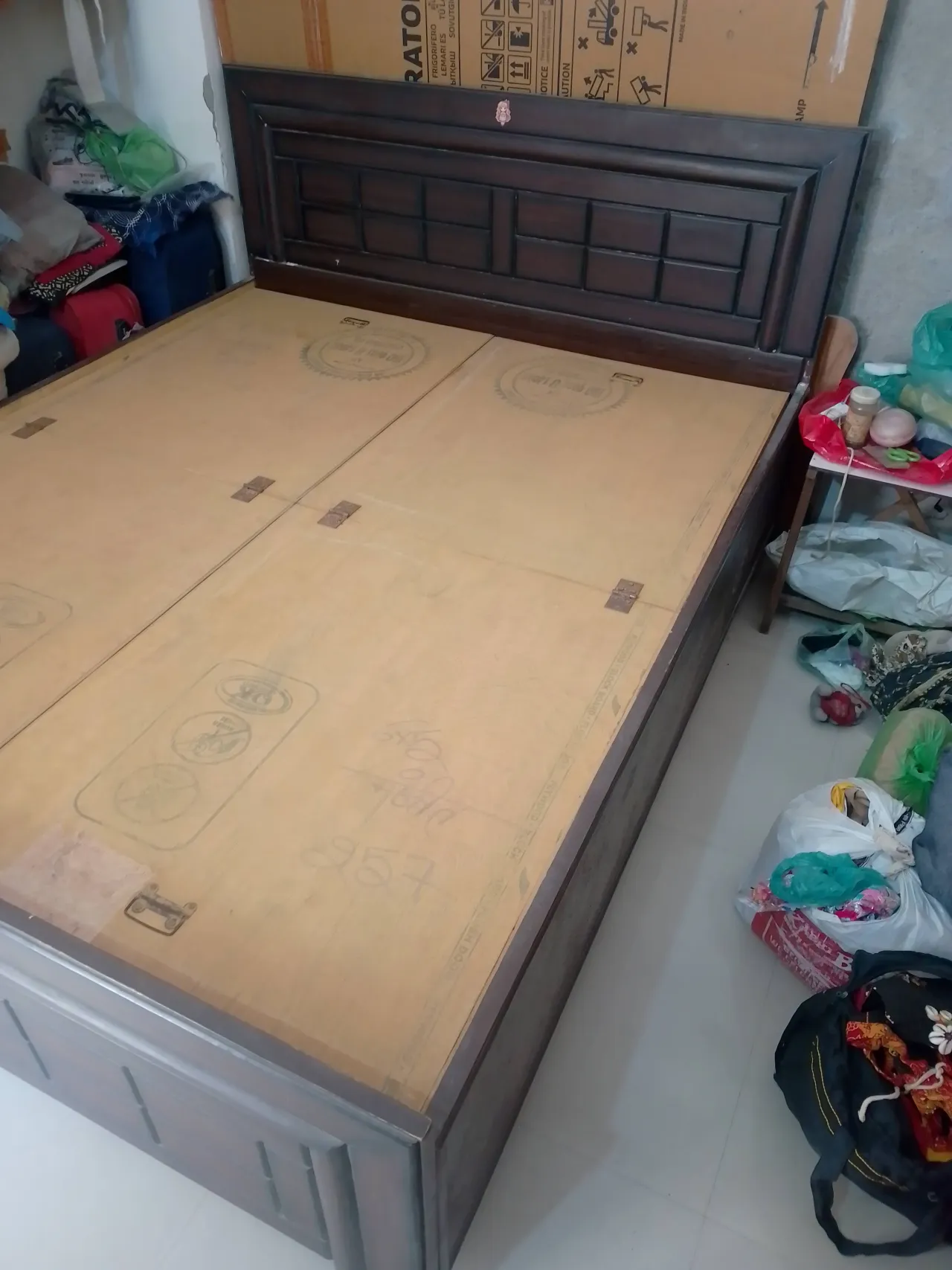 Wooden queen size double bed.box palang without mattress