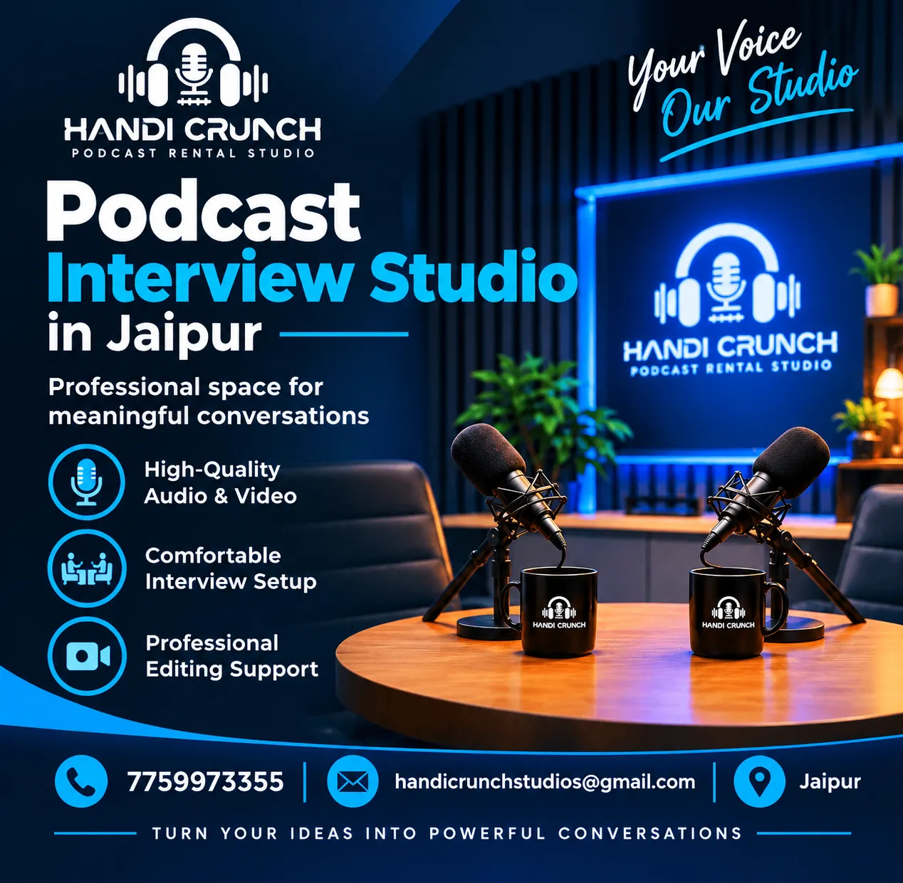 HandiCrunch Professional Podcast Recording Studio in Jaipur